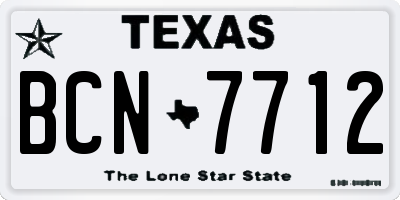 TX license plate BCN7712
