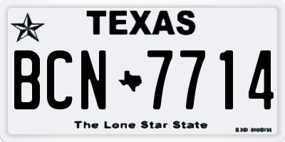 TX license plate BCN7714