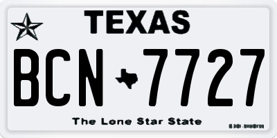 TX license plate BCN7727