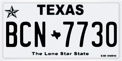 TX license plate BCN7730