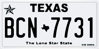 TX license plate BCN7731