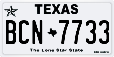 TX license plate BCN7733