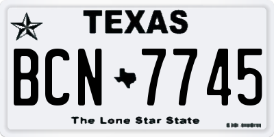 TX license plate BCN7745