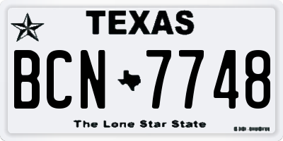 TX license plate BCN7748