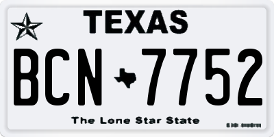 TX license plate BCN7752