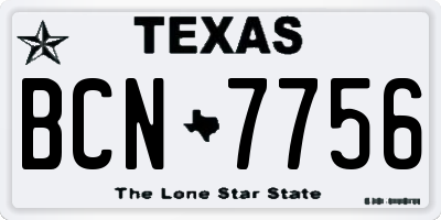 TX license plate BCN7756