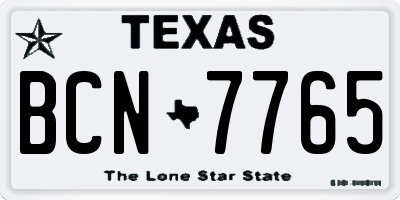 TX license plate BCN7765