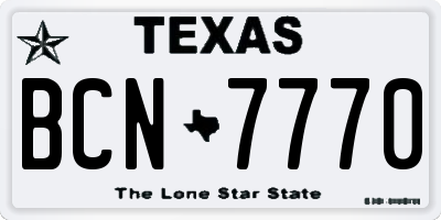 TX license plate BCN7770