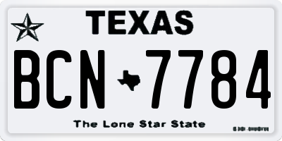 TX license plate BCN7784
