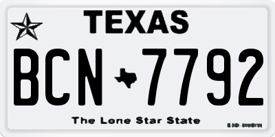 TX license plate BCN7792