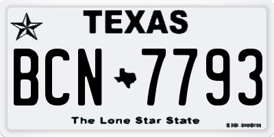 TX license plate BCN7793