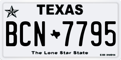 TX license plate BCN7795
