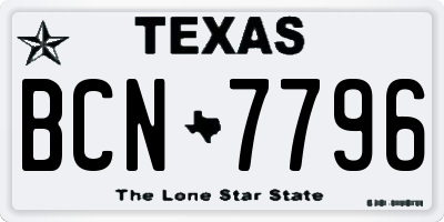 TX license plate BCN7796