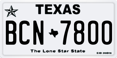 TX license plate BCN7800