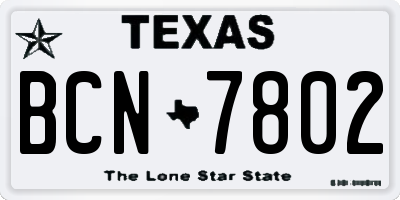 TX license plate BCN7802