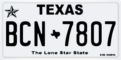 TX license plate BCN7807