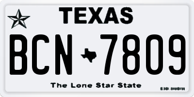 TX license plate BCN7809