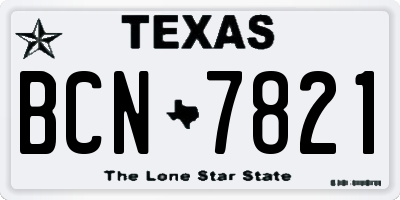 TX license plate BCN7821