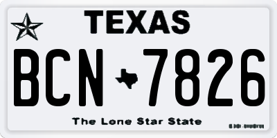 TX license plate BCN7826
