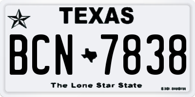TX license plate BCN7838