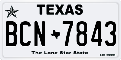TX license plate BCN7843