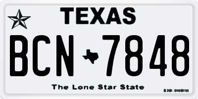 TX license plate BCN7848