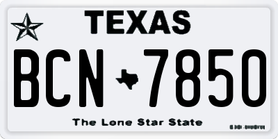 TX license plate BCN7850