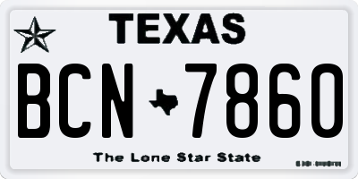 TX license plate BCN7860
