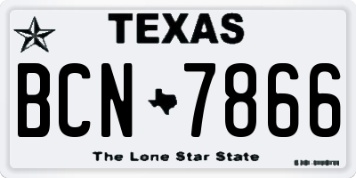 TX license plate BCN7866
