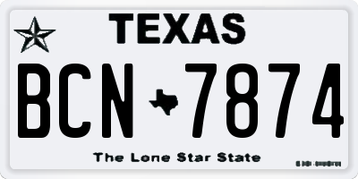 TX license plate BCN7874