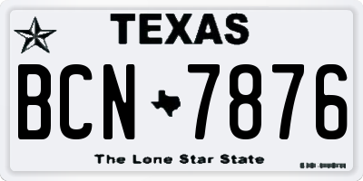 TX license plate BCN7876