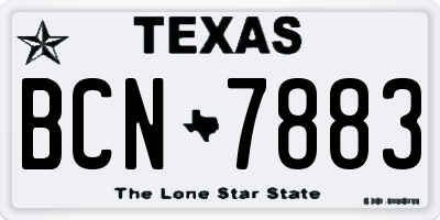 TX license plate BCN7883