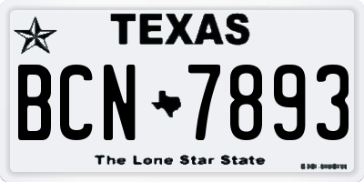 TX license plate BCN7893