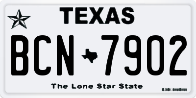 TX license plate BCN7902
