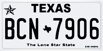 TX license plate BCN7906