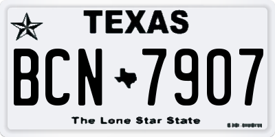 TX license plate BCN7907
