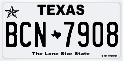 TX license plate BCN7908
