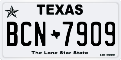TX license plate BCN7909