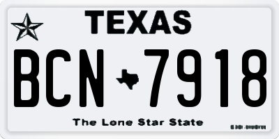 TX license plate BCN7918