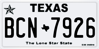 TX license plate BCN7926