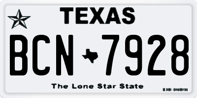 TX license plate BCN7928
