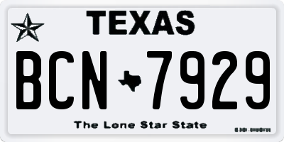 TX license plate BCN7929