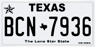 TX license plate BCN7936