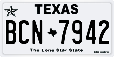 TX license plate BCN7942