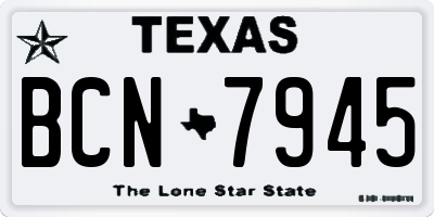 TX license plate BCN7945