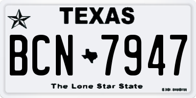 TX license plate BCN7947