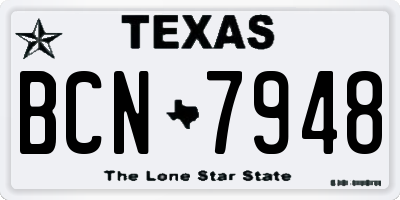 TX license plate BCN7948