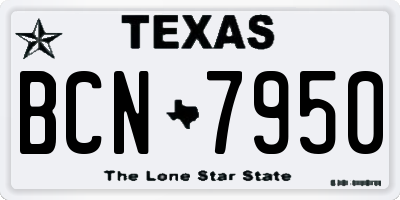 TX license plate BCN7950