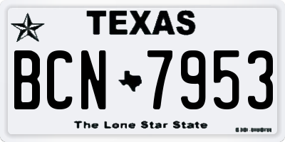 TX license plate BCN7953