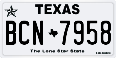 TX license plate BCN7958